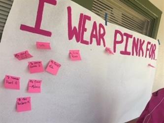 People in students and staff lives affected by Breast Cancer.